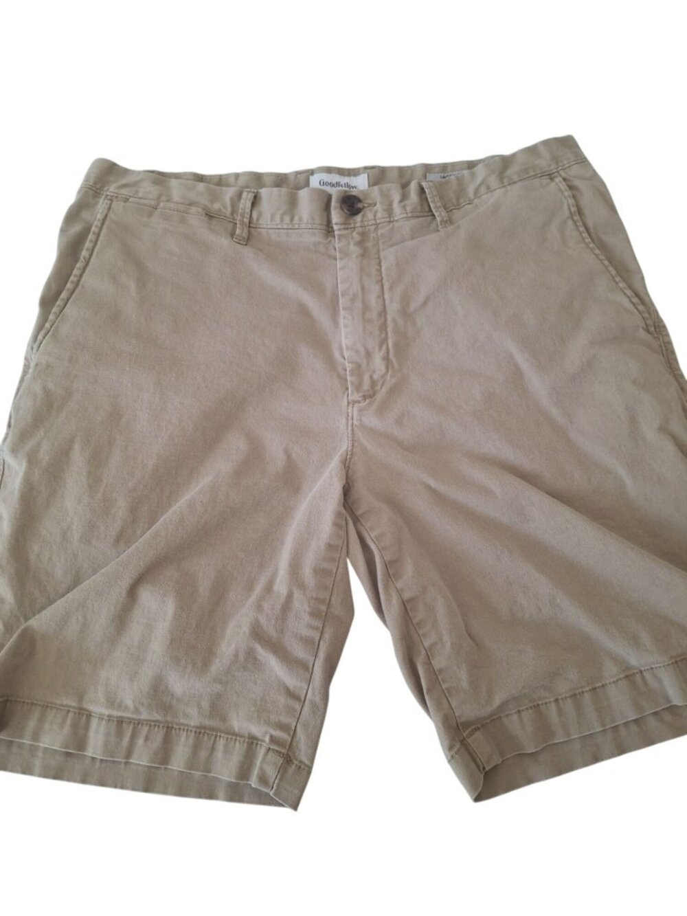 Goodfellow & Co Linden Shorts Mens 34 Khaki 9" Inseam Stretch Chino Preppy